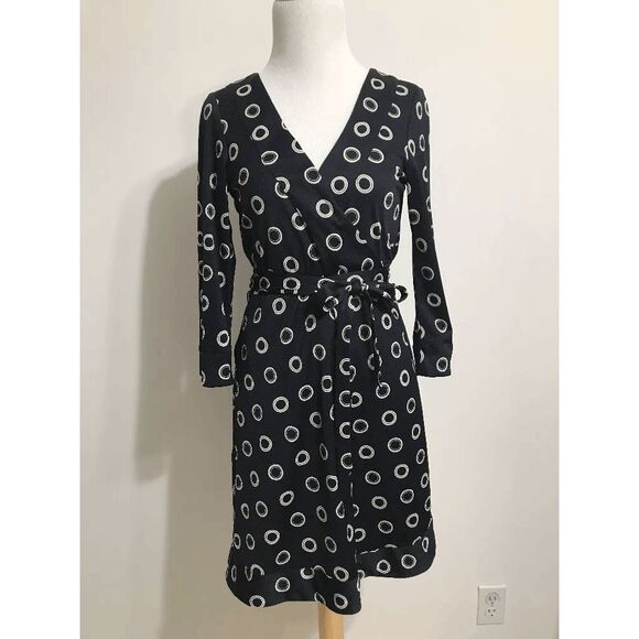 Alicia Bell Dresses & Skirts - Alicia Bell Fine Garments Polka Dot Wrap Dress Navy 4